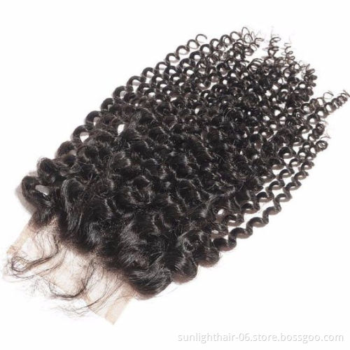 Mongolian Afro Kinky Curly Hair With Closure Curly Human Hair Bundles With Closure Sunlight Non Remy Hair 3 Bundles With Closure